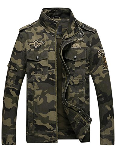 Springrain Men's Casual Military Jackets Camouflage Cotton Army
